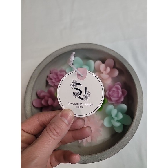 NWT Succulent Flowers Garden Candle Concrete Bowl Sincerely Jules VIRAL‎ TIKTOK - Picture 8 of 10